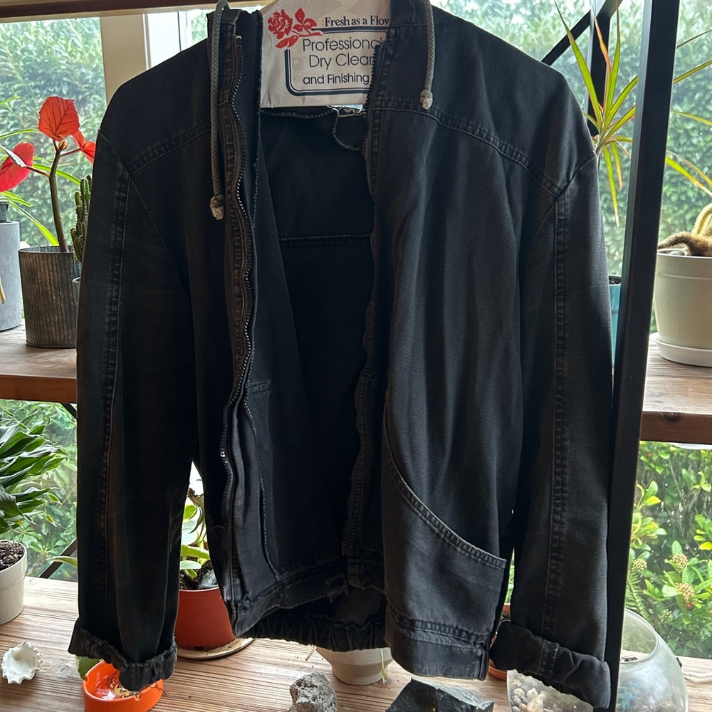 Black Hooded Zip Jacket - Classic Casual